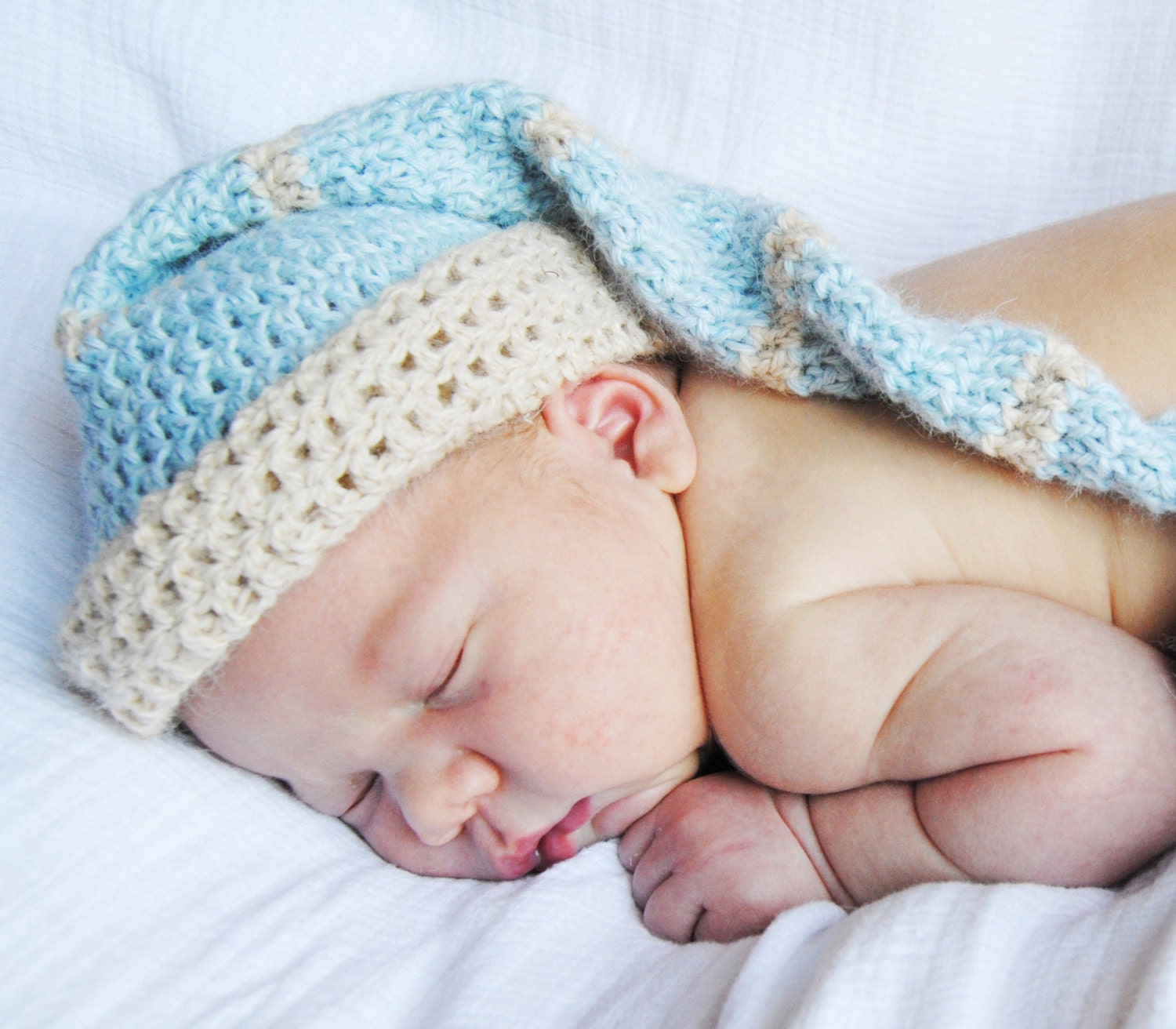 Blue Elf Baby Boy Alpaca Newborn Hat Stocking Cap Photo Prop