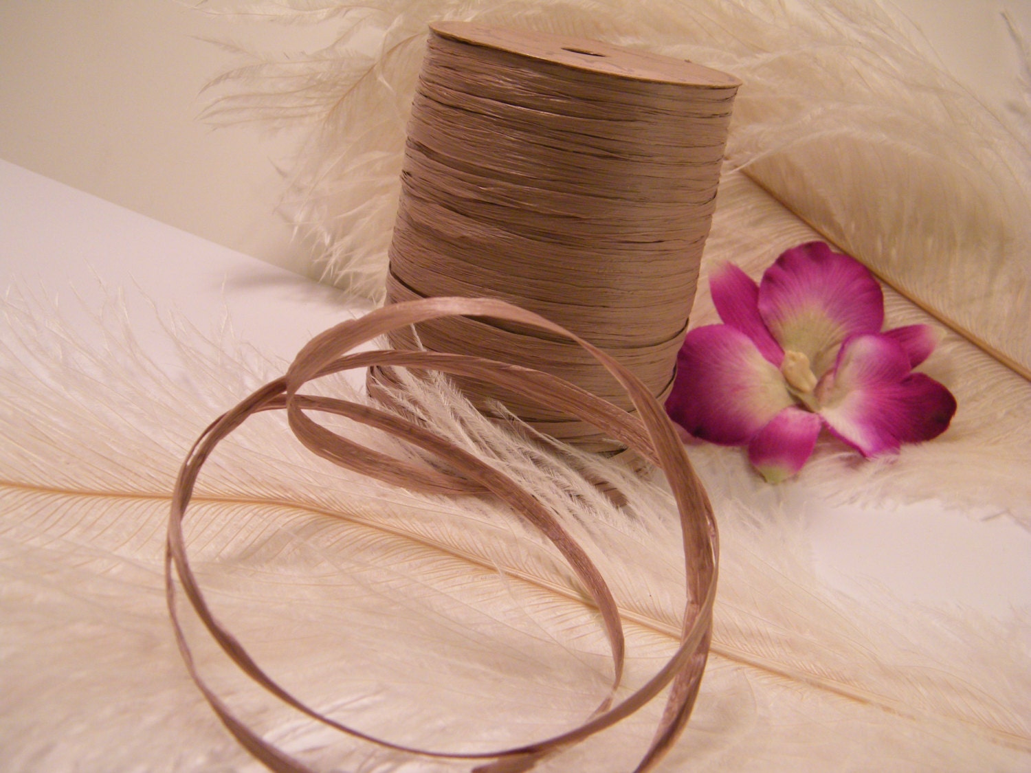 Raffia Ribbon - Taupe - Neutral Color - Gift Wrap Idea - Wedding Decor Ribbon - Favor Box Ribbon - 1/4" - 100 yard spool