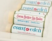 Lip Balm - Unflavored Cocoa Butter Shea Butter Lip Balm All Natural - Handmade in Maine - eden