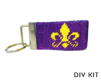 Needlepoint Kit, Fleur De Lis Key Fob