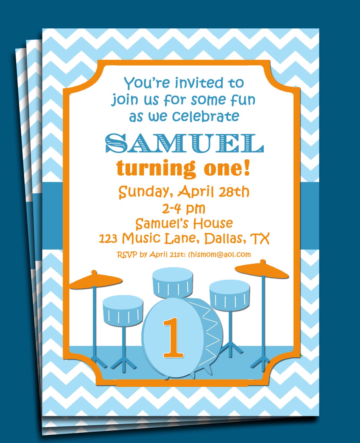 Drums Invitation Printable - Musical Birthday