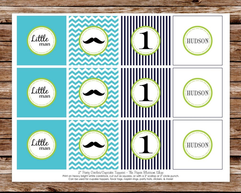 Printable Chevron Little Man 2 inch Birthday Party Circles/Cupcake Toppers Il_570xn