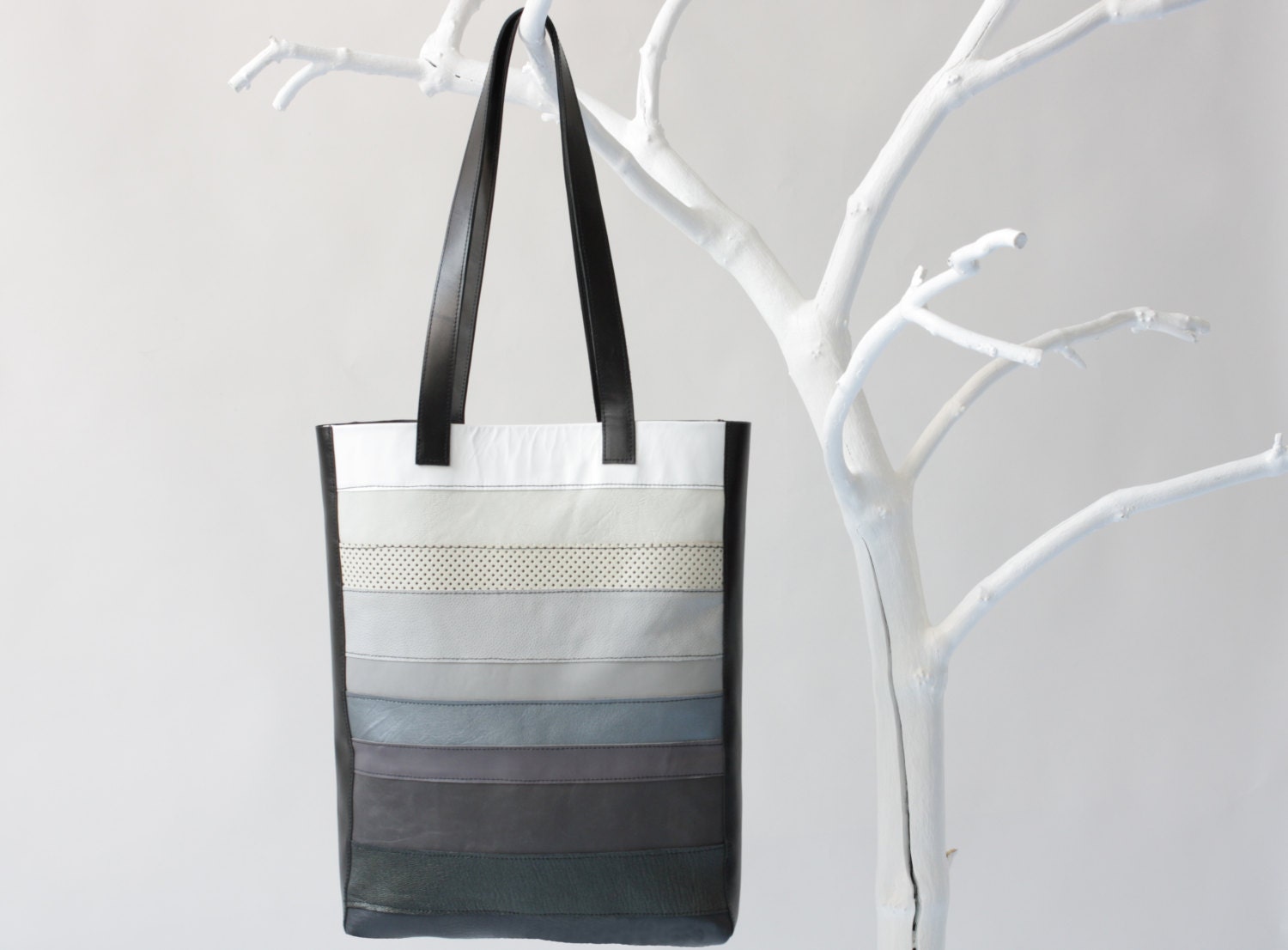 Multicolor Leather Tote with Black Cotton Lining, removable leather key strap, shoulder bag, laptop bag, handbag