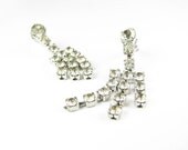 Vintage Rhinestone Earrings / Rhinestone Dangle Earrings / Wedding Jewelry - Boucles d'Oreilles Strass.