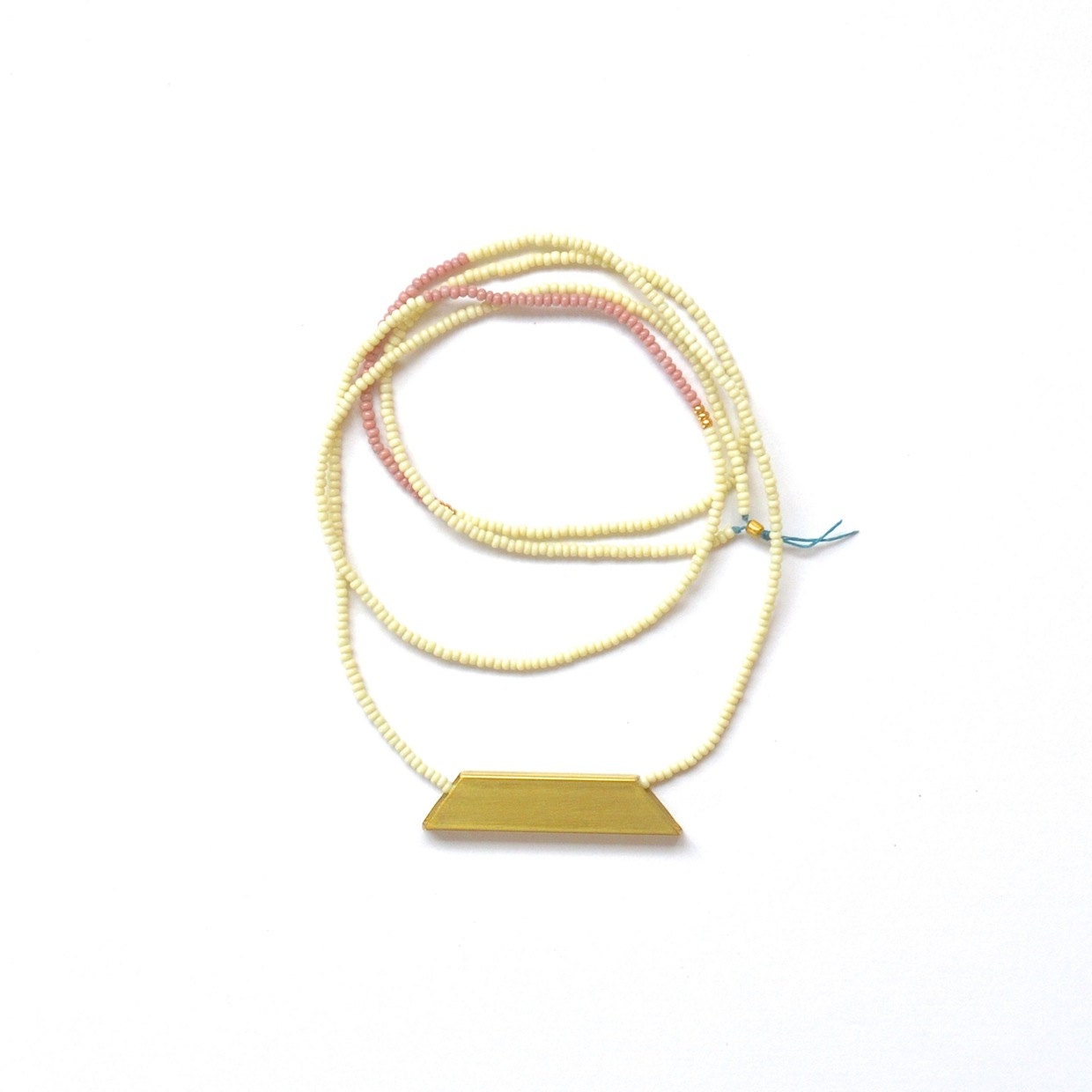 The Tribeca Necklace in Bone - Minimal Hand Cut Brass Trapezoid with Modern Color Palette
