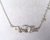 Silver 'Little hare runs to catch the stars' necklace Rabbit Moon
