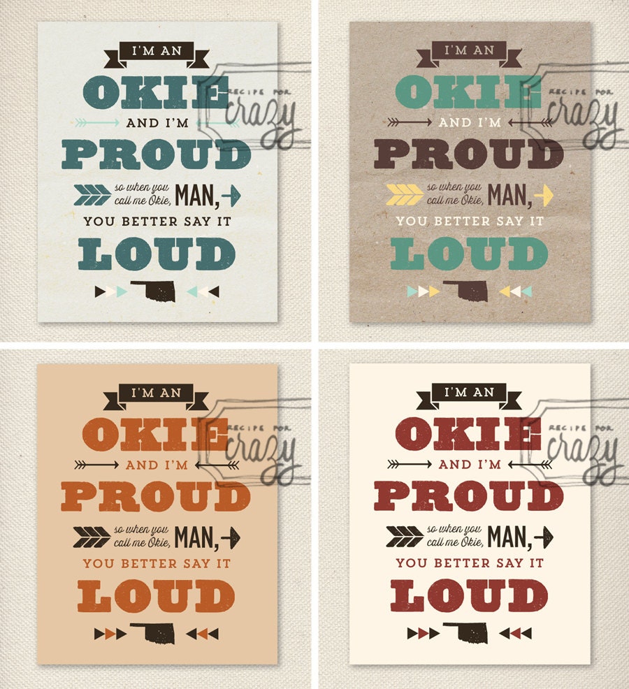 I'm an Okie and Proud - 8x10 print