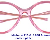 Vintage 70s Oversized cat eyes / France / 1950.s Style vintage / pink cat eyes / brown cat eye vintage / woman vintage eyewear