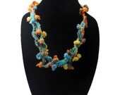 Crochet Necklace Colorful Knotted Twisted Chained Fiber Art