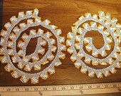 Yardage Vintage Circa 1950s Hand Crocheted Crochet Lace Square Edge Trim Cream Orange 2 Lengths of 1.25 Yds for 2.5 Yds Total 1" Wide Width