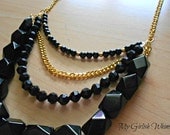 Black and Gold Chain Bib Necklace