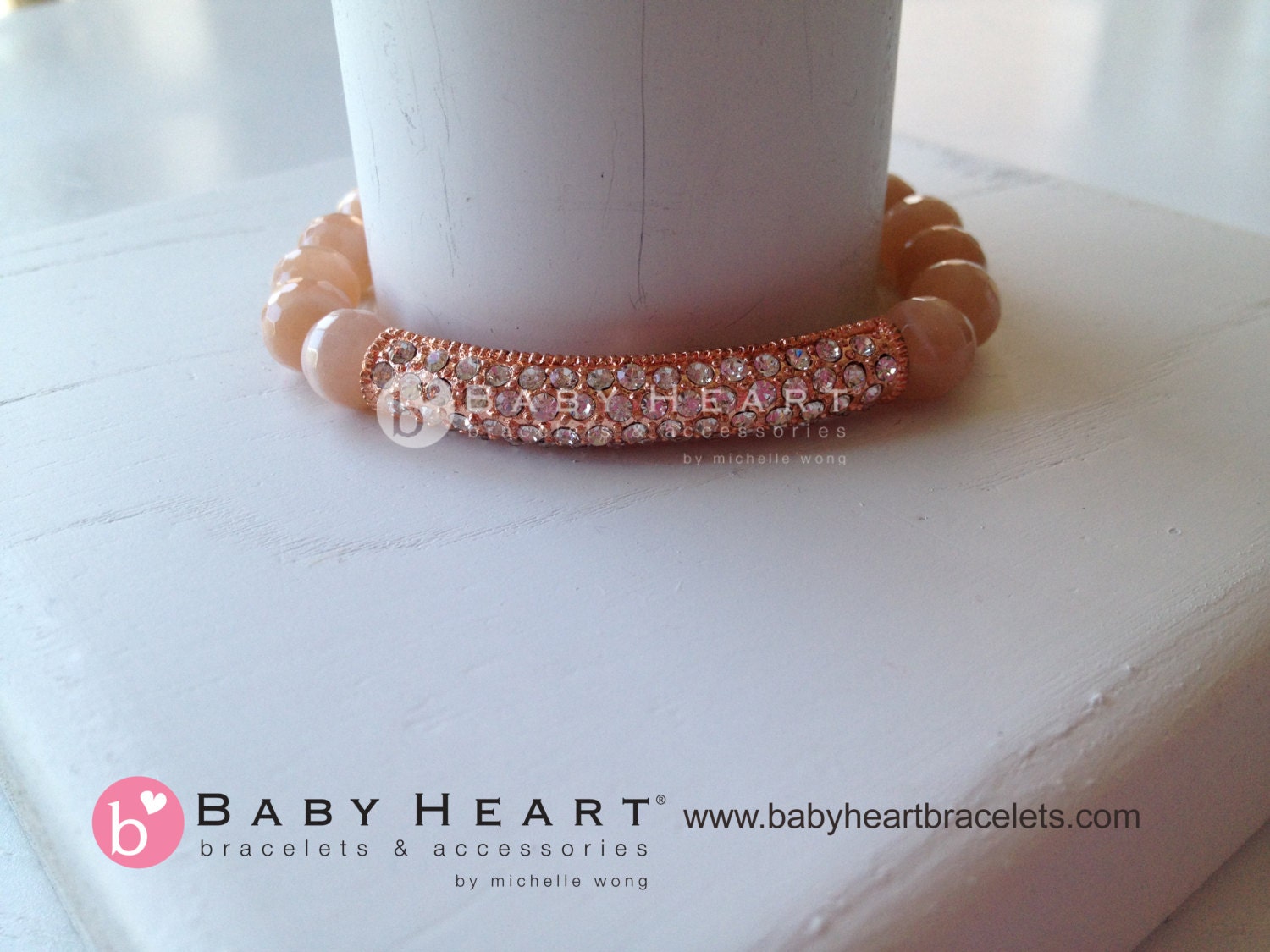 Rose GOLD PAVE BAR bracelet with moonstone