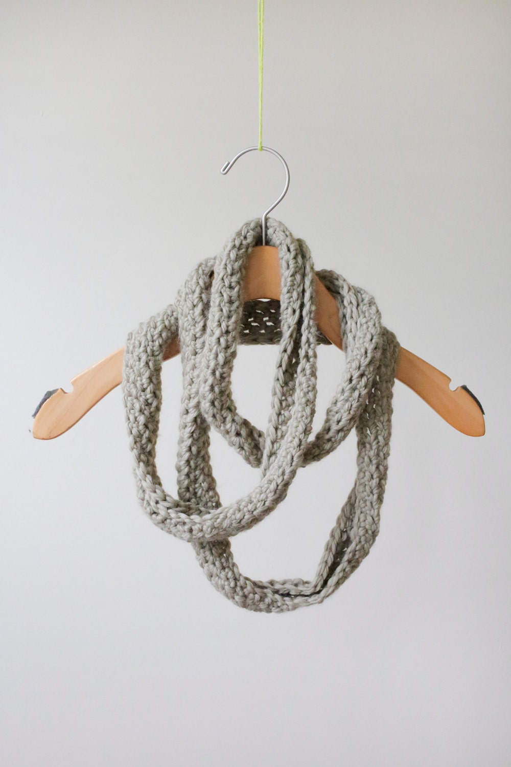 Infinity Scarf/Necklace - Pale Green/Seafoam/Sage - Baby Alpaca Wool