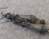Gothic Silver Chandelier Earrings With Labradorite Gemstones
