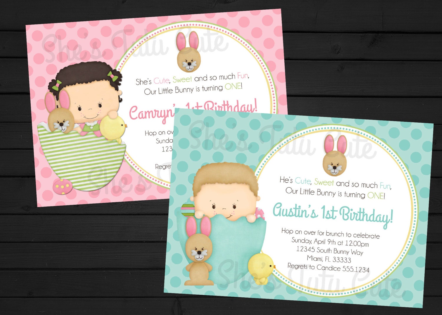 Little Bunny Easter/Spring Birthday Invitation Digital File YOU-PRINT Il_170x135