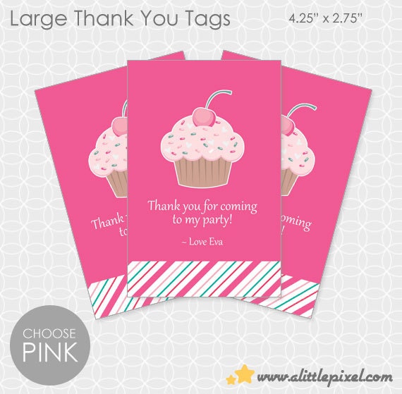 Cupcake Party Thank You Tags - Personalized Printable Il_170x135