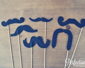 Set of 6 Soft Felt Mustaches // Double- Layered // Photo Props // Wedding Photo Booth Props // Wedding Favors // Bridal Party Photo Ideas