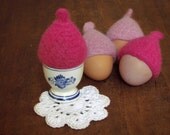 Egg cozy for Easter  - Pink pastel - felted acorn cap - Set of four - Cozy gift - table decor - mother day gift