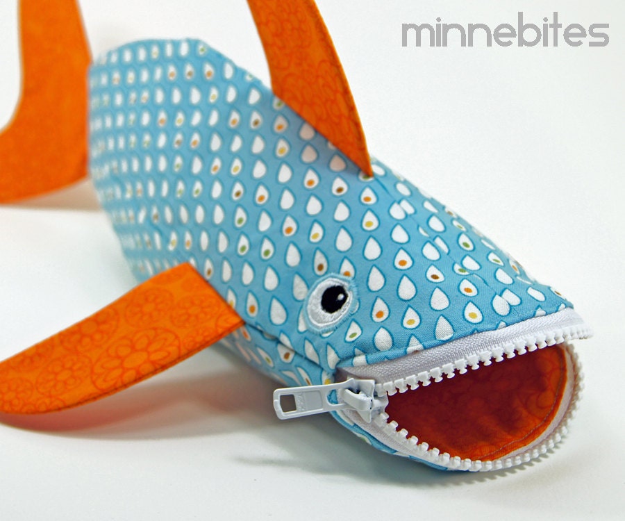 Shark Bag by MinneBites / Toddler Art Storage Bag - Shark Pencil Pouch - Fun Animal Toy Bag - Kids Rainy Day Art Supplies