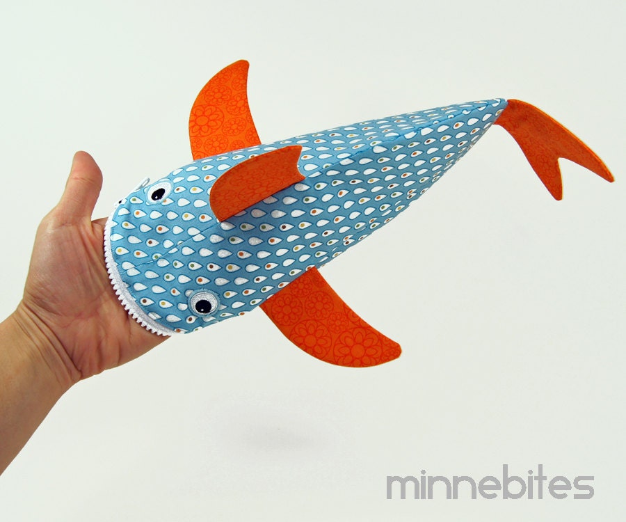 Shark Bag by MinneBites / Toddler Art Storage Bag - Shark Pencil Pouch - Fun Animal Toy Bag - Kids Rainy Day Art Supplies