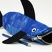 Shark Pencil Bag by MinneBites / Handmade Pencil Case - Toy Bag - Boys Gift - Tie Dyed Blue - Fish Bag - Kids Art Storage, ready to ship
