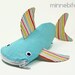 Shark Pencil Case by MinneBites / Handmade Zipper Pouch - Purse for Girls - Girls Pencil Bag - Pastel Blue School Bag, ready to ship