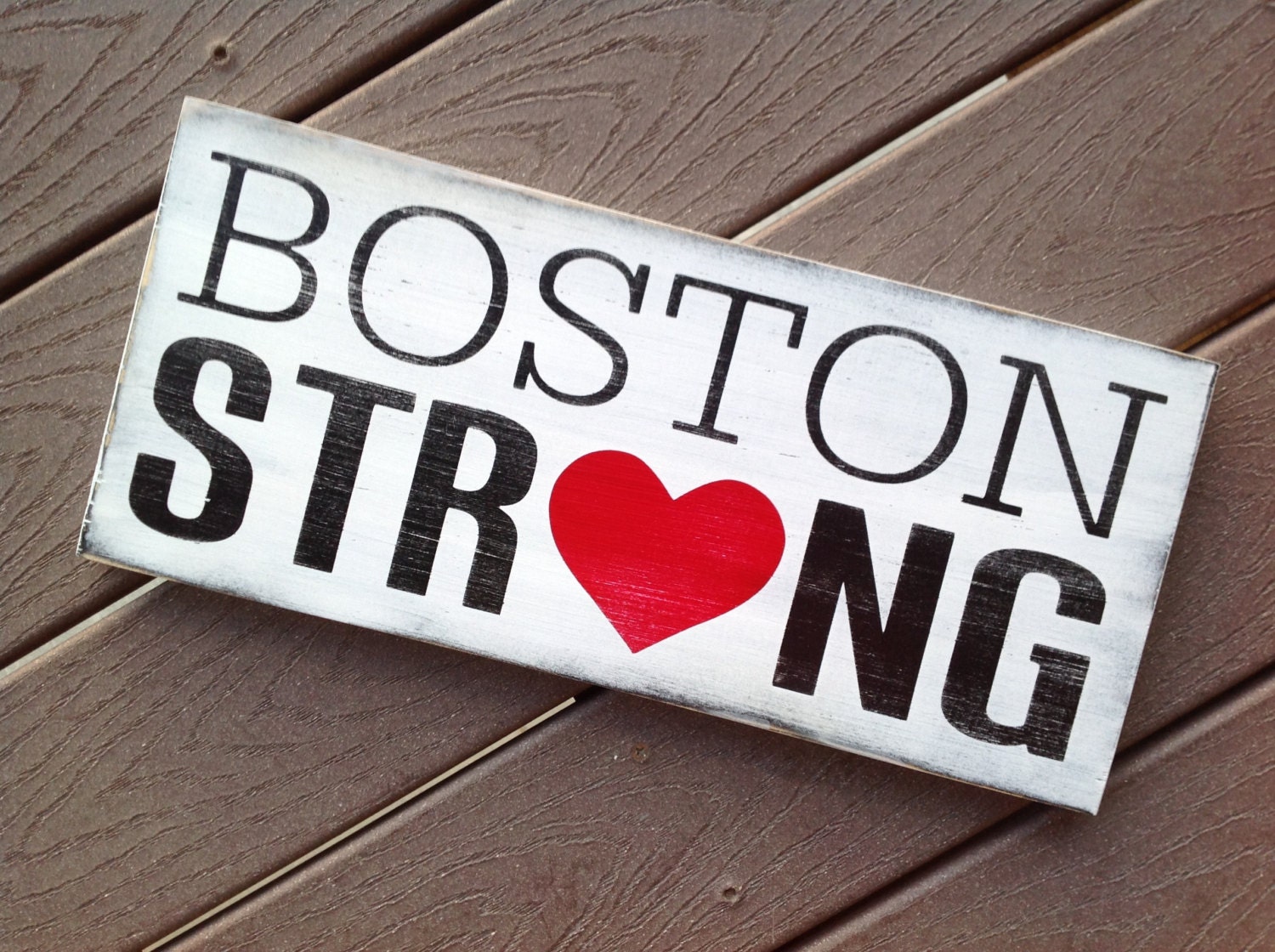Boston Strong Typography Art Sign- Subway Art - Distressed