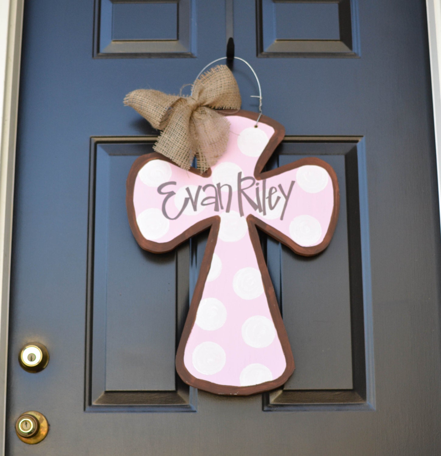 pink baby girl cross door hanger