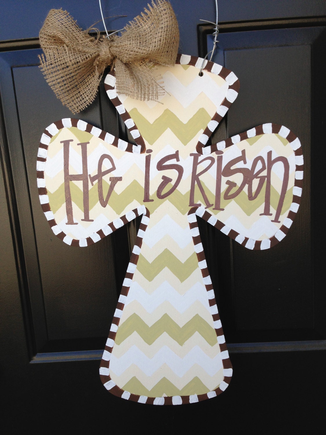 Easter Chevron Wooden Cross Door Hanger