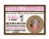 Printable Pink Western Invitation - diy boy or girl - with photo or without photo - colors and wording are customizable