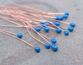 2" Head Pins with Blue Shimmer JellyPins qty 6 bead wires