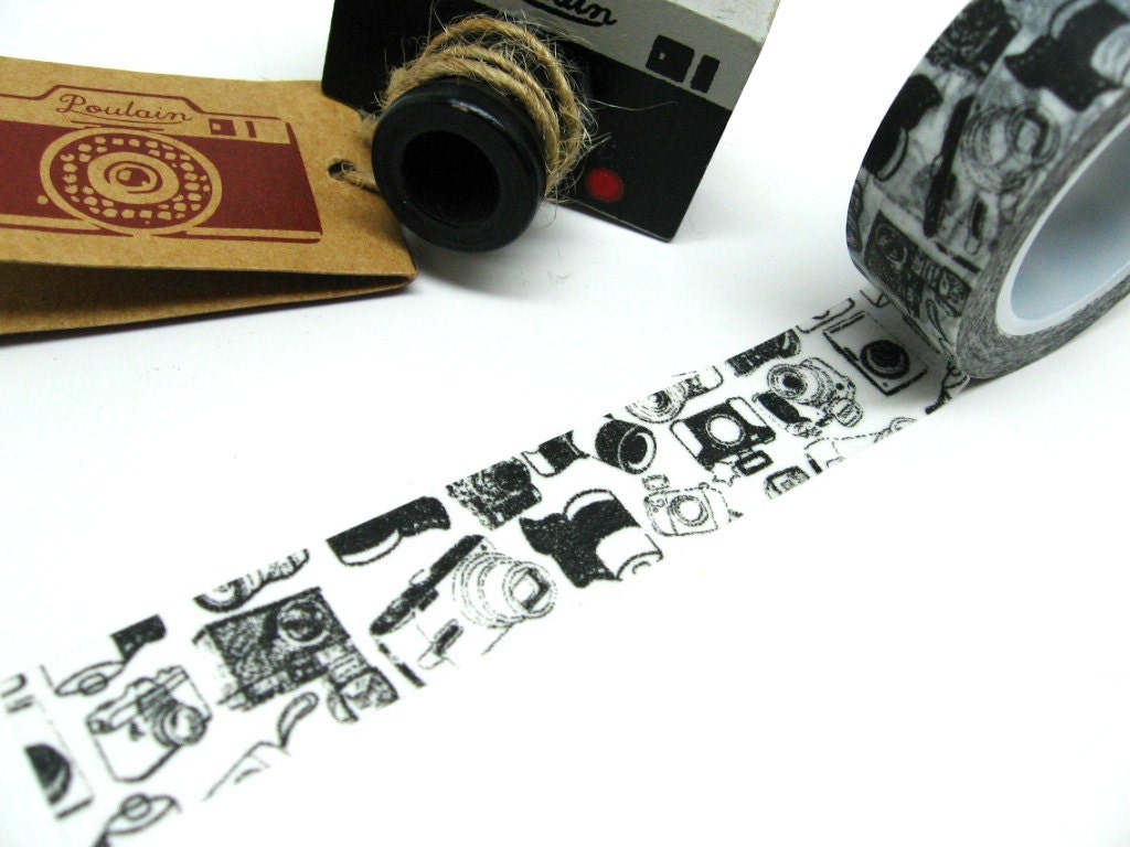 Retro Black and White Camera and Film Washi Tape
