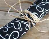 Pet Placemat - Black with White Squiggles in Small Size READY to SHIP - Free US Shipping