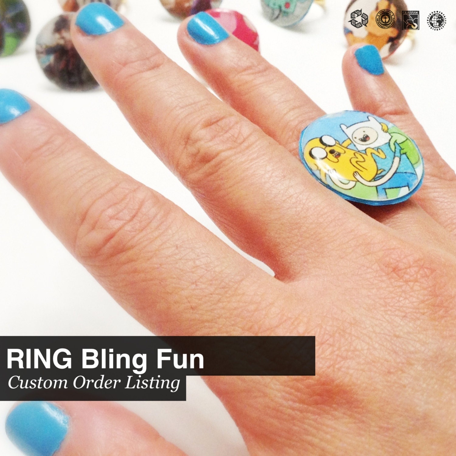 CUSTOM ORDER Ring - Character or Photo of your choice - Free Domestic Shipping