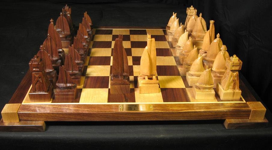 Sailboat Chess Set America's Cup Edition handmade by Jim Arnold on Etsy