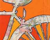 Bike Albuquerque, New Mexico-bicycle art print of map painting