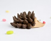 Hedgehog Brooch - Fun Woodland Jewelry in Polymer Clay - Spring Animal Pin