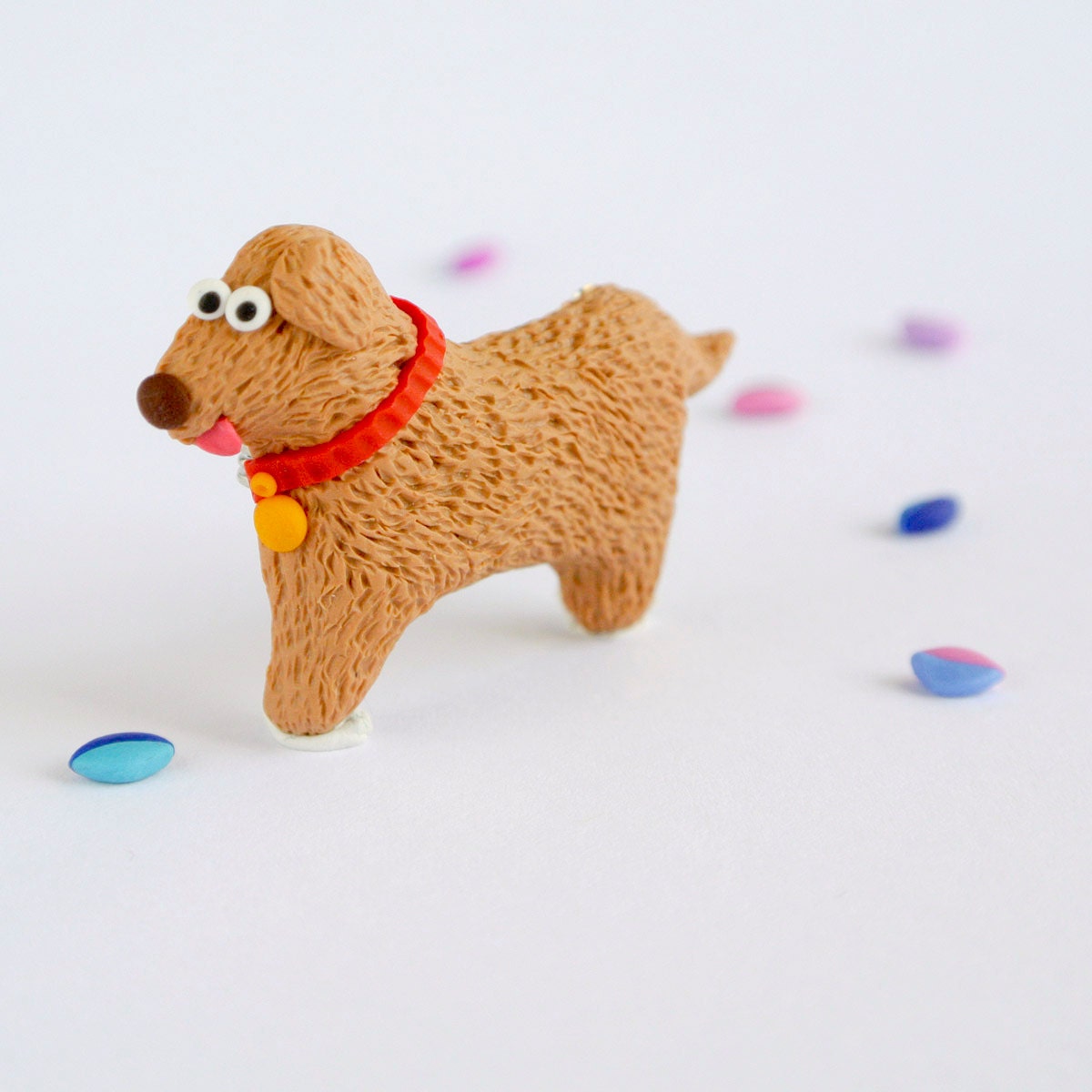 Cute Dog Brooch - Handmade Pet Jewelry - Animal Pin - Gift for Children