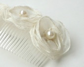 Bridal Wedding Hair Comb/Head Piece with Organza Silk Rosettes