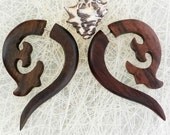 Fake Gauge Earrings -- SMART PRICE -- 1 Pair Organic Wooden Earrings - Sono Wood Fleur Curls - (By Fake Gauge Organics)