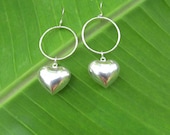 Sterling Silver Heart Earrings, Silver Hoops, Valentines Day, Love, Valentine Jewelry, Gift for Her