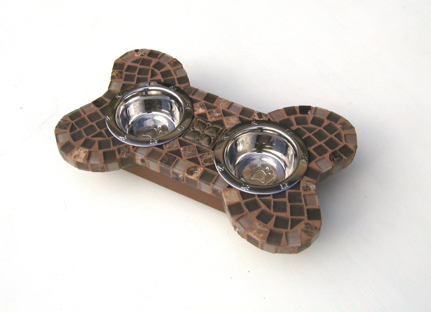 Custom Order Small Stone Bone-Shaped Diner, stone dog feeder, elevated dog bowls