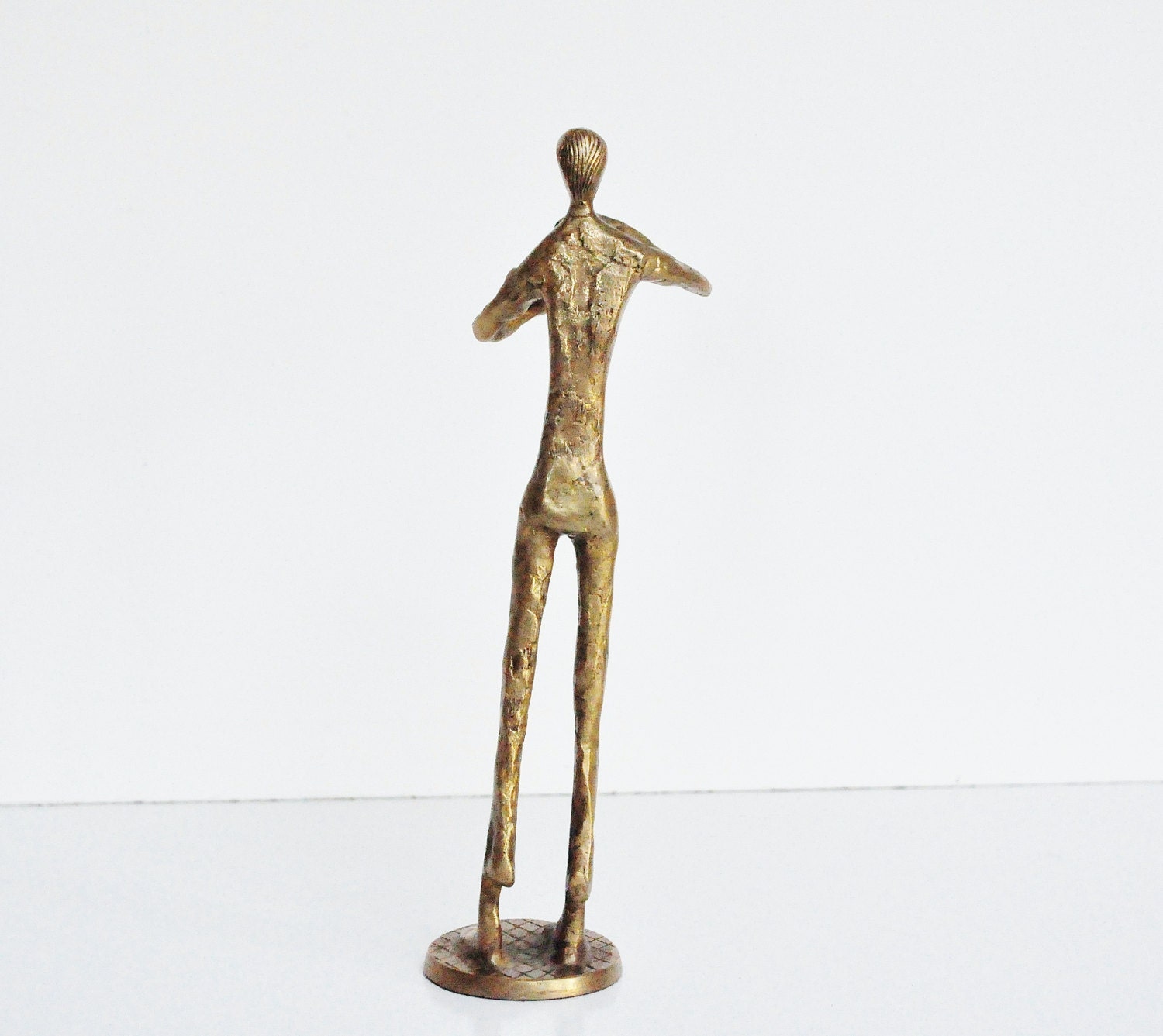 Brass Trumpet Player Statuette
