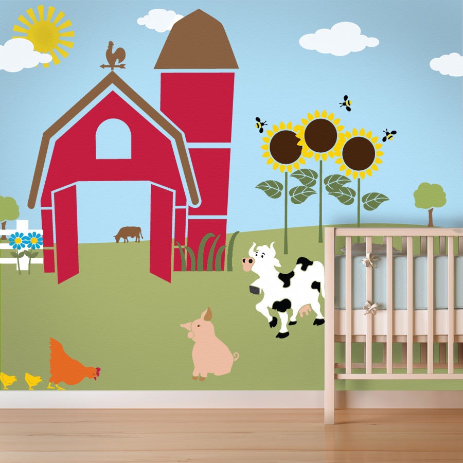 Farm Wall Stencils, Boy Room or Baby Room, 30 Large Farm Wall Stencils for Boys Wall Mural - FREE SHIPPING (USA)