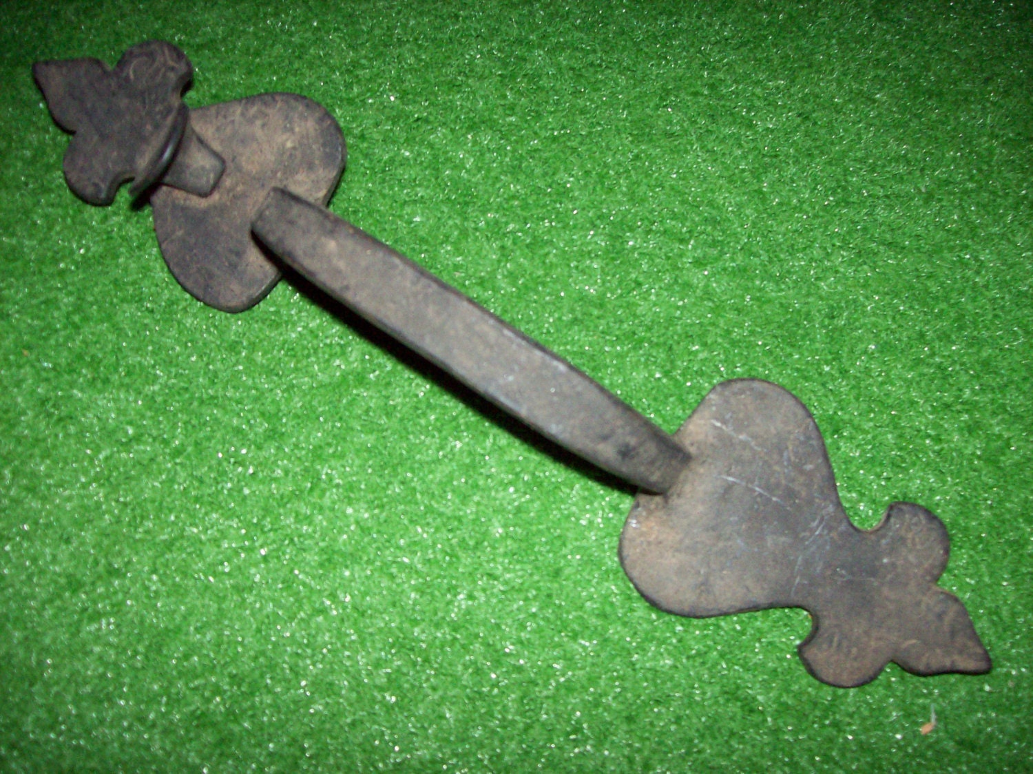 Antique metal black wrought iron door handle latch