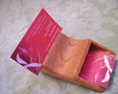 Handmade unique wooden business card holder with storage for cards pale wood fine wood signed