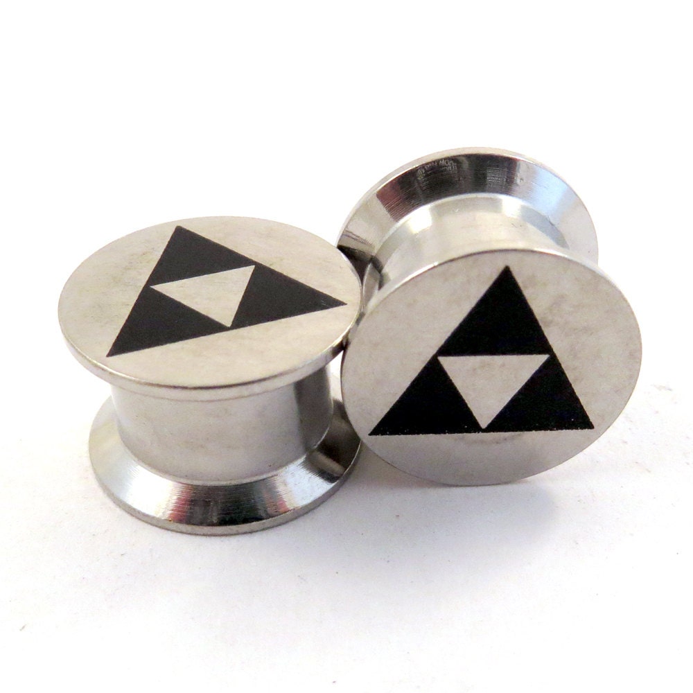 Tri Force Internally Threaded Steel Plugs 2g (6mm) 0g (8mm) 00g (10mm) 1/2" (12mm) 9/16" (14mm) 5/8" (16mm) 18mm 20mm 22mm 24mm Ear Gauges