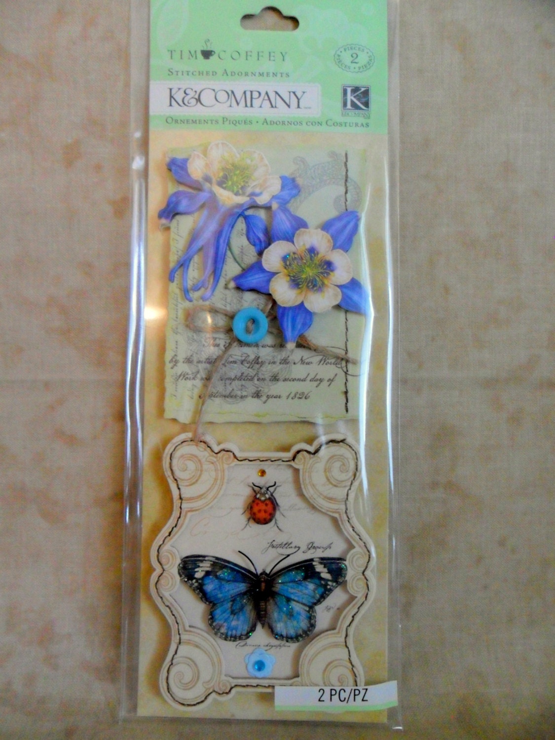Tim Coffey Foliage Floral Stitched Stickers by K and Company-FREE SHIPPING