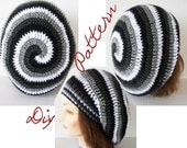 Crochet Pattern: Ombre Spiral Slouch Hat Pattern Monochromatic Stripes 4 Color Instant Download