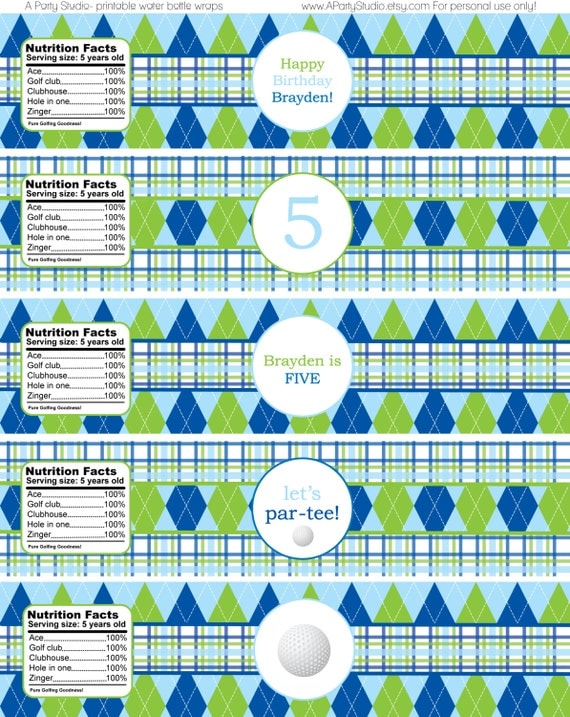 Golf Party- Water Bottle Wrappers- Print your own Il_570xn